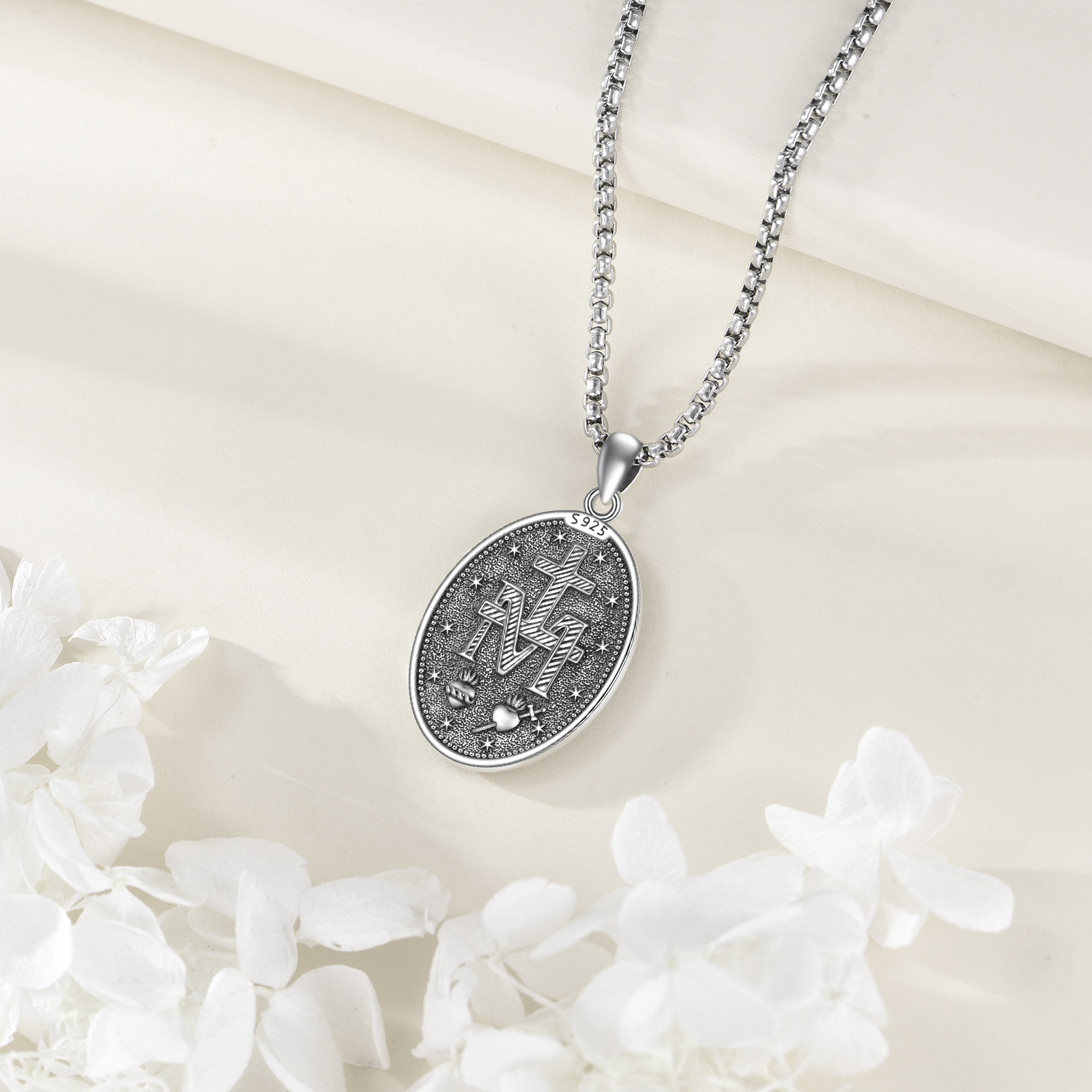 925 Sterling Silver Virgen De Guadalupe Pendant Necklace, Religious Gift