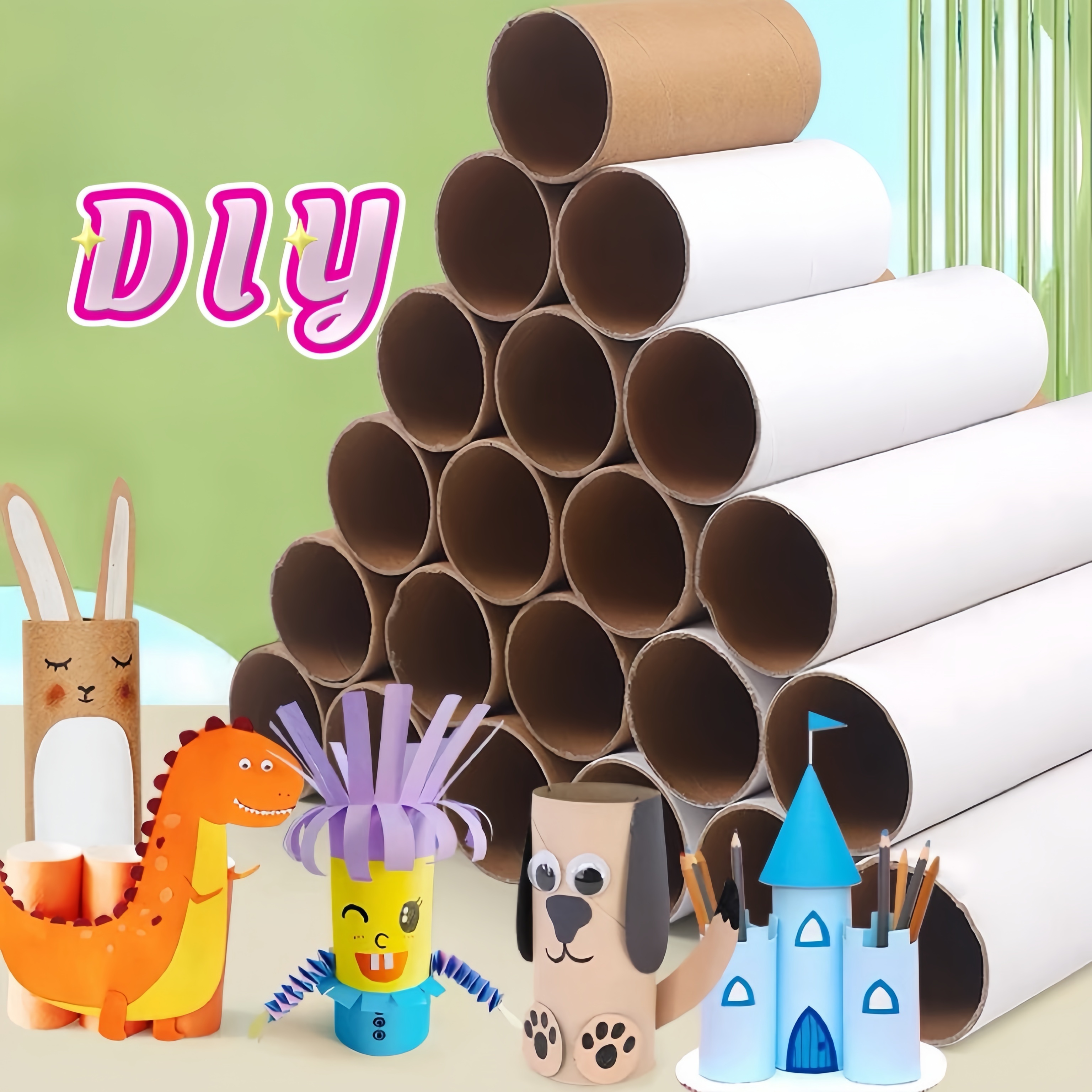 8pcs 1.6X3.9 Inch/4x10cm Cardboard Tubes Bulk Craft Rolls Tubes, Thick  Paper Roll Tubes For Craft DIY Art, Come With 20 Pieces Wiggle Eyes (Brown)