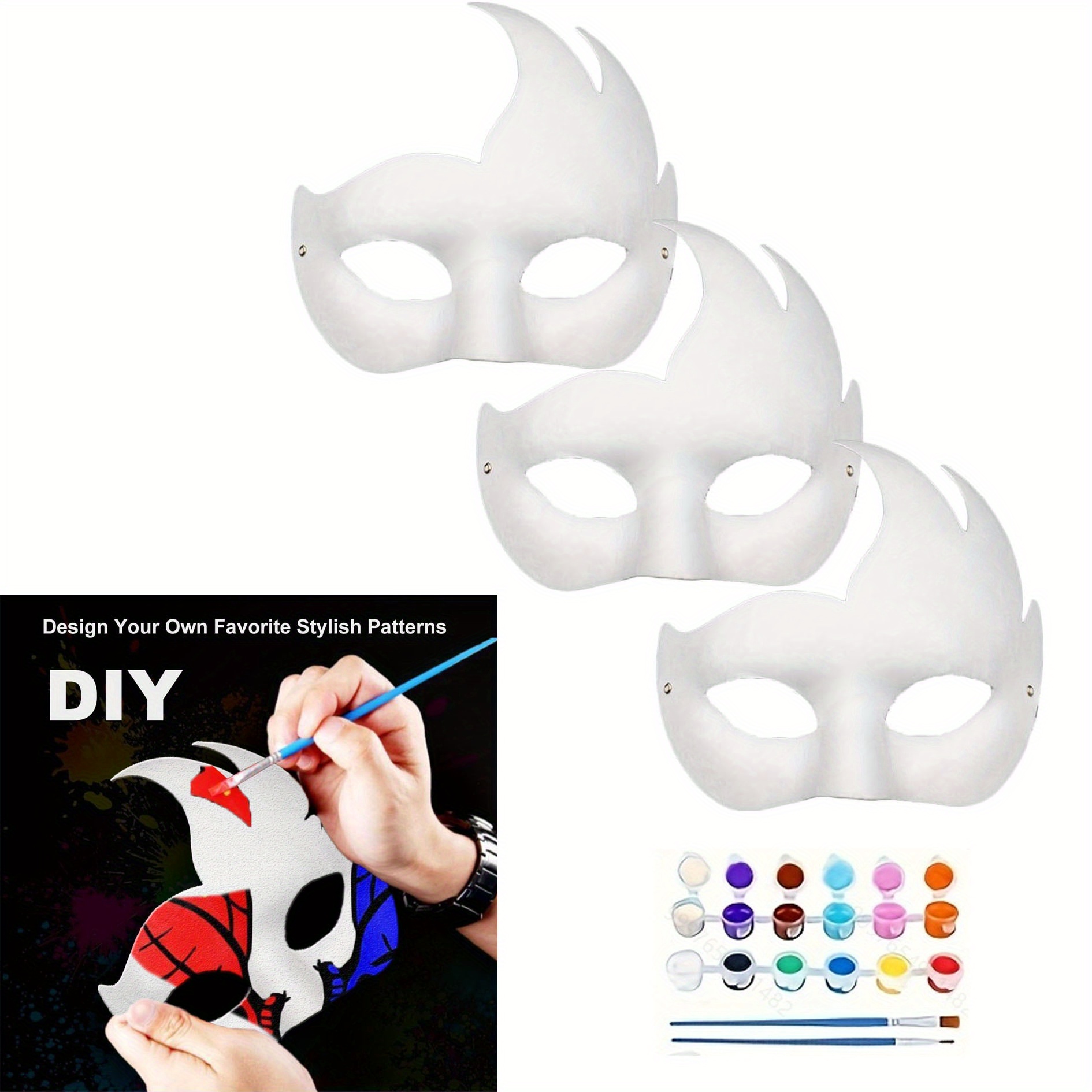50 Pcs DIY Unpainted Masquerade Mask Paper Mache Mask DIY Full Face Mask  White Craft Mask Blank Mask Cat Mask to Decorate for Art Party Opera  Masquerade Cosplay Dance Halloween Christmas 10 Styles