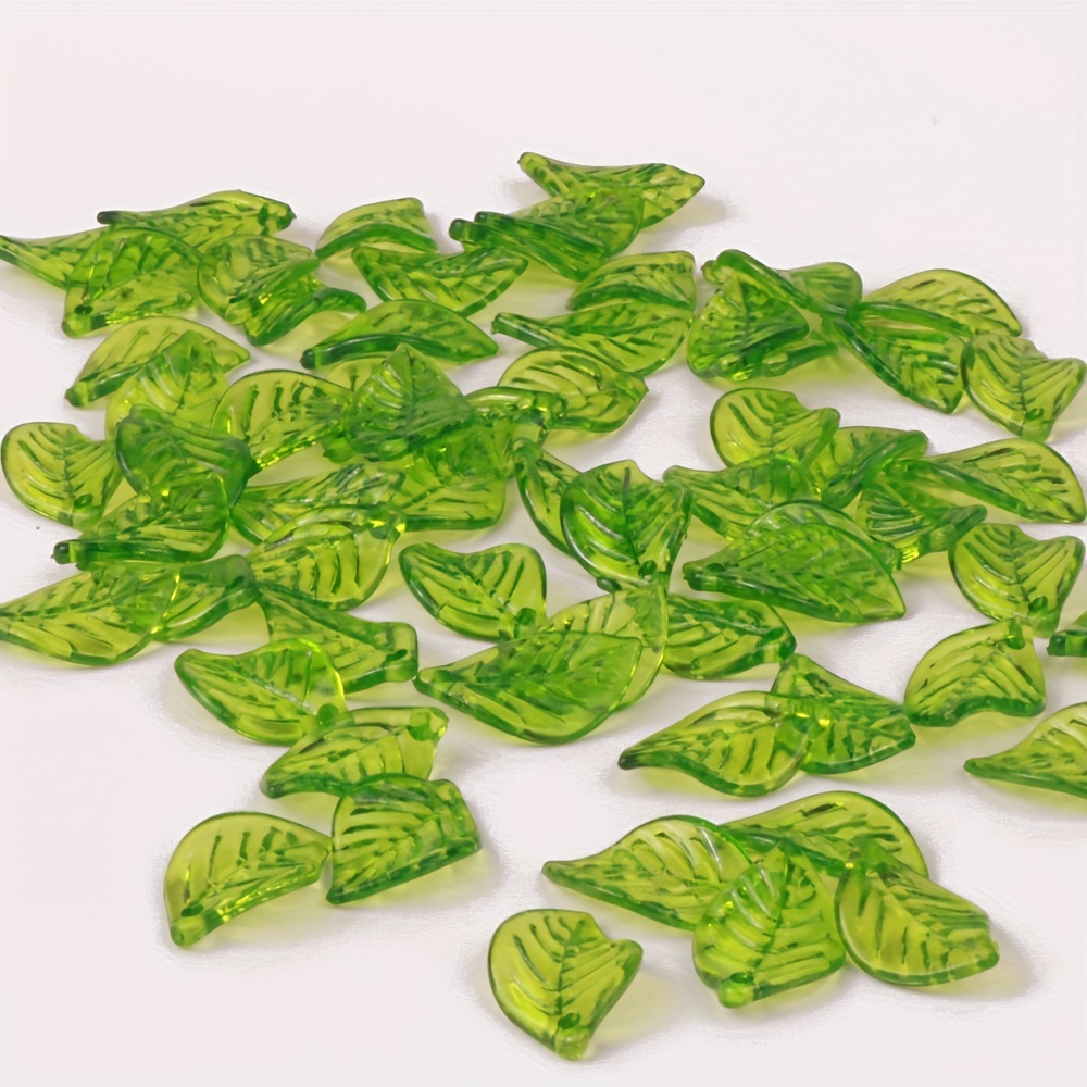 Fashion Green Color Acrylic Leaf Beads Handmade DIY Loose