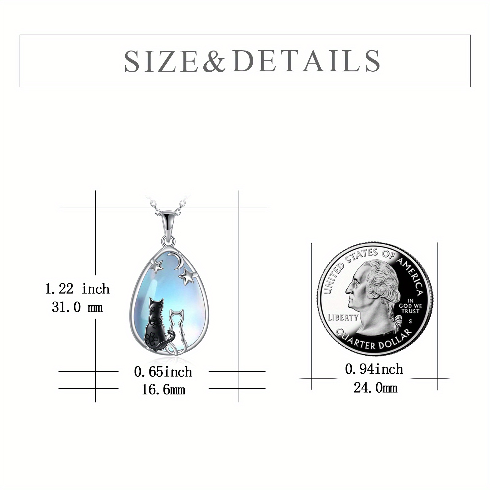 Cat Moonstone Mother and Daughter Necklace for Women Sterling Silver