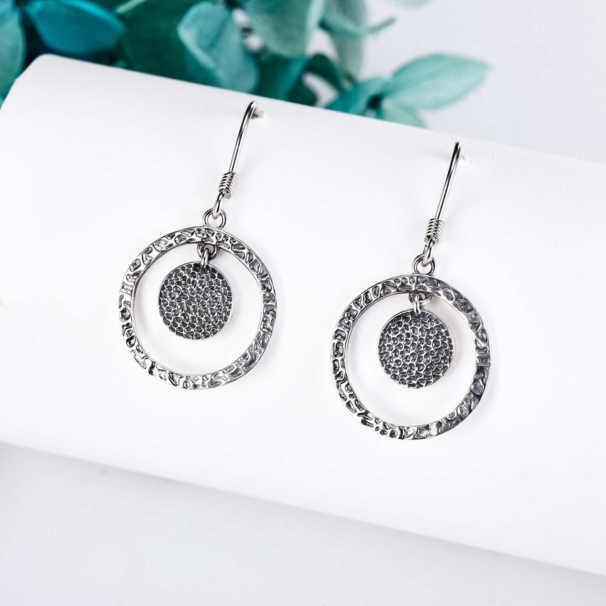   earrings sterling silvery   dangle drop earrings circle jewelry gift for women Product details 2