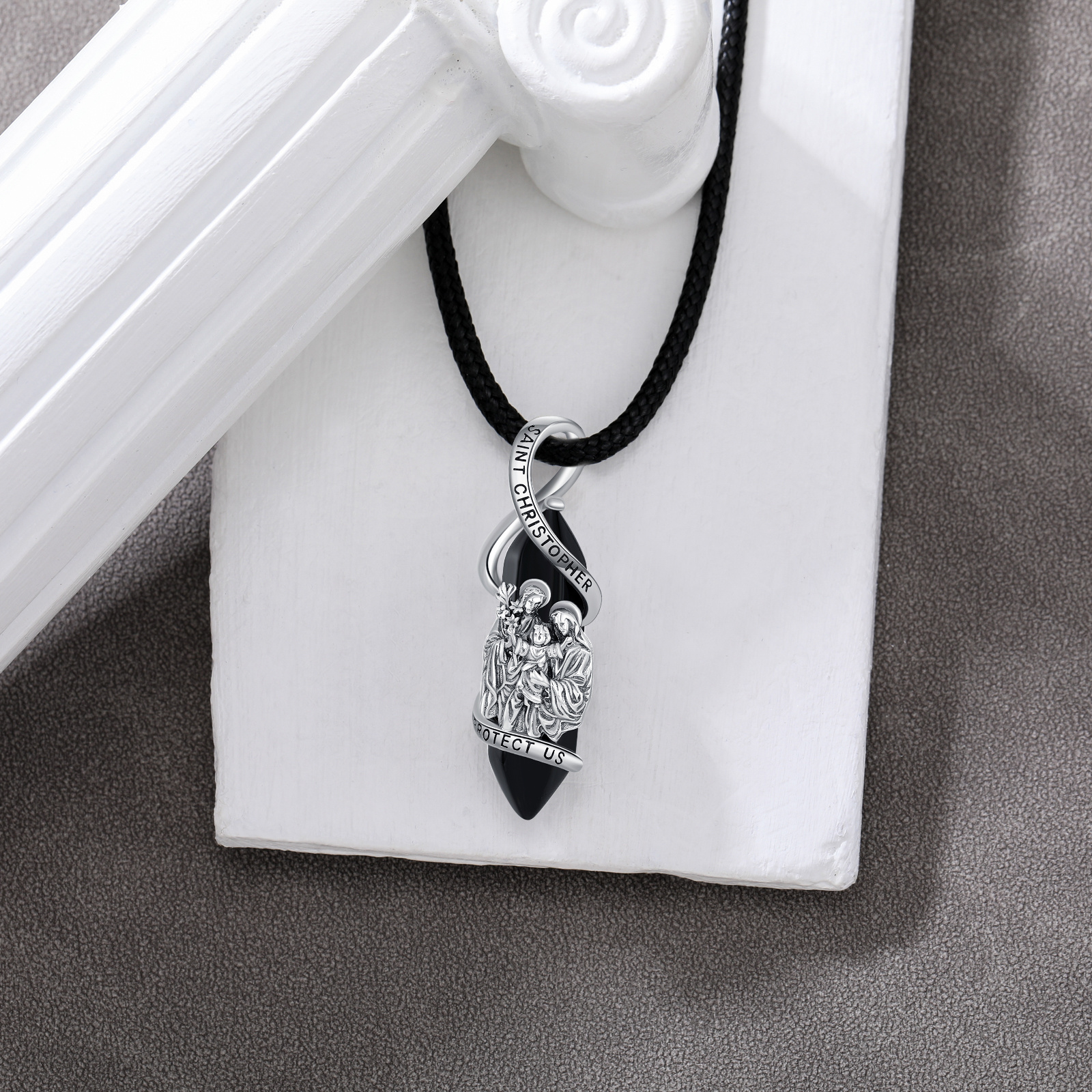 Men's 925 Sterling Silver St Christopher Pendant Necklace