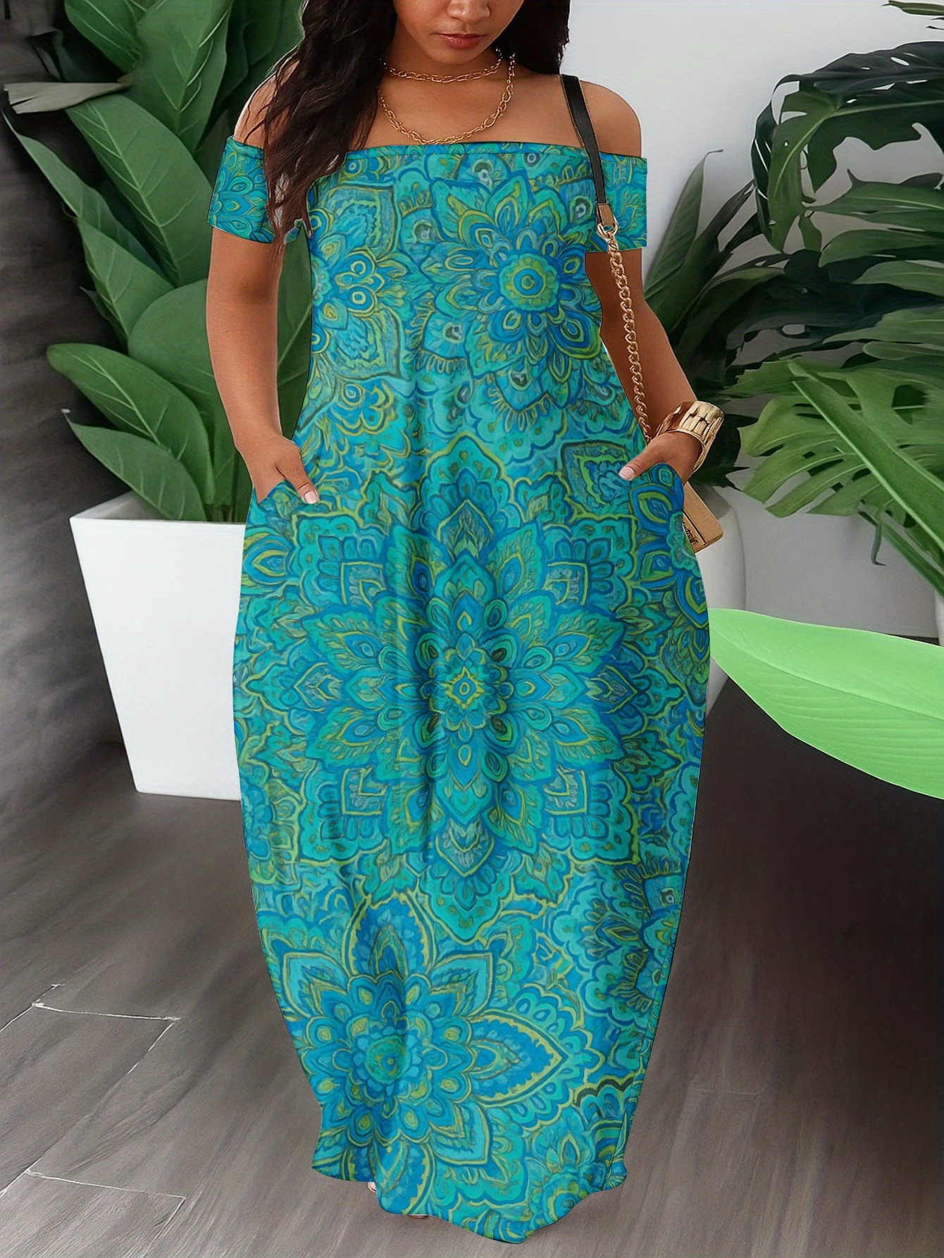 plus size turquoise dress sold on Temu United States