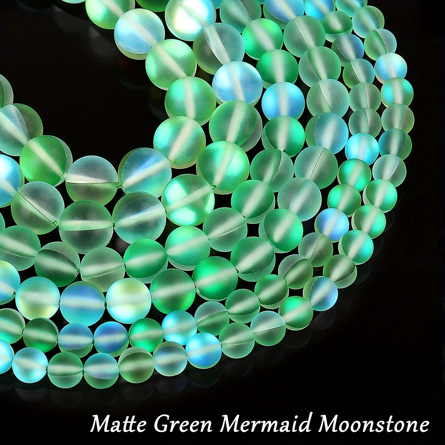 Matte Mystic Aura Round Beads 15 Strand Frosted Mermaid Glass