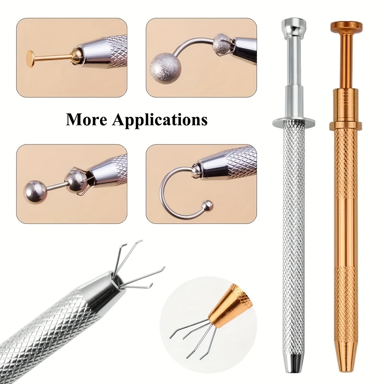 3Pcs Piercing Ball Grabber Tool,Stainless Steel 4-Claw Pick up Tool for  Small Parts Pickup 4 Prongs Grabber for Tiny Objects in Home, Office - IC