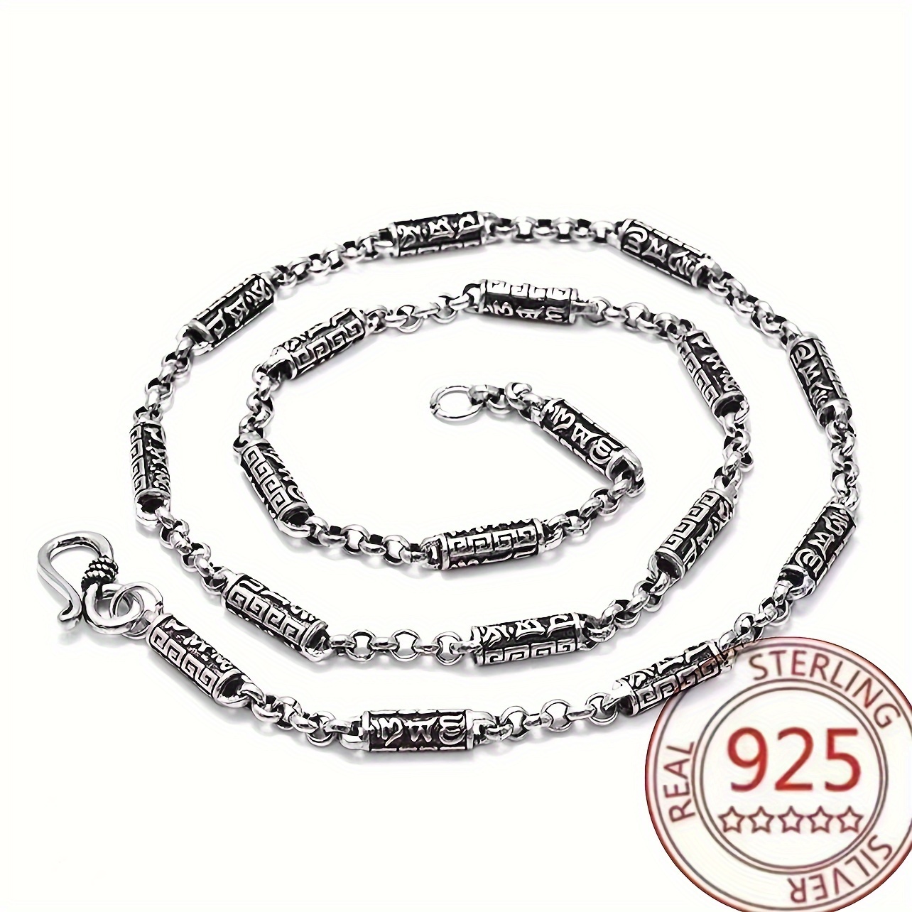 1pc Retro 925 Necklace Sterling Sterling Sterling Rough Domineering Thai  Silver Handmade Silver Chain For Men And Women