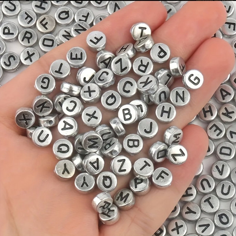 925 Sterling Silver 26 Letters Beads Vintage Classic Square - Temu