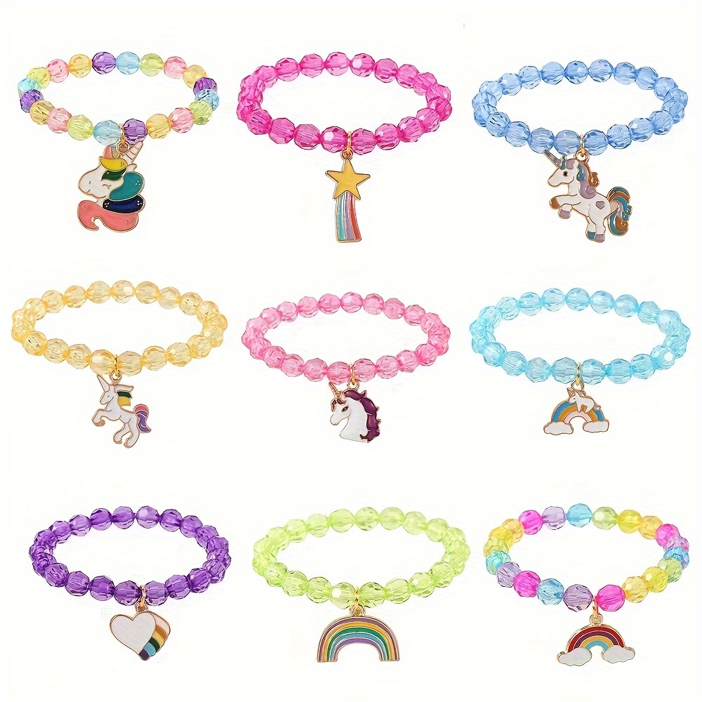 SHWIN Regalos de unicornios para niñas, joyas para niños, paquete de 2 o 4  unidades, collar de unicornio, pulsera, aretes, anillo de joyería, regalo