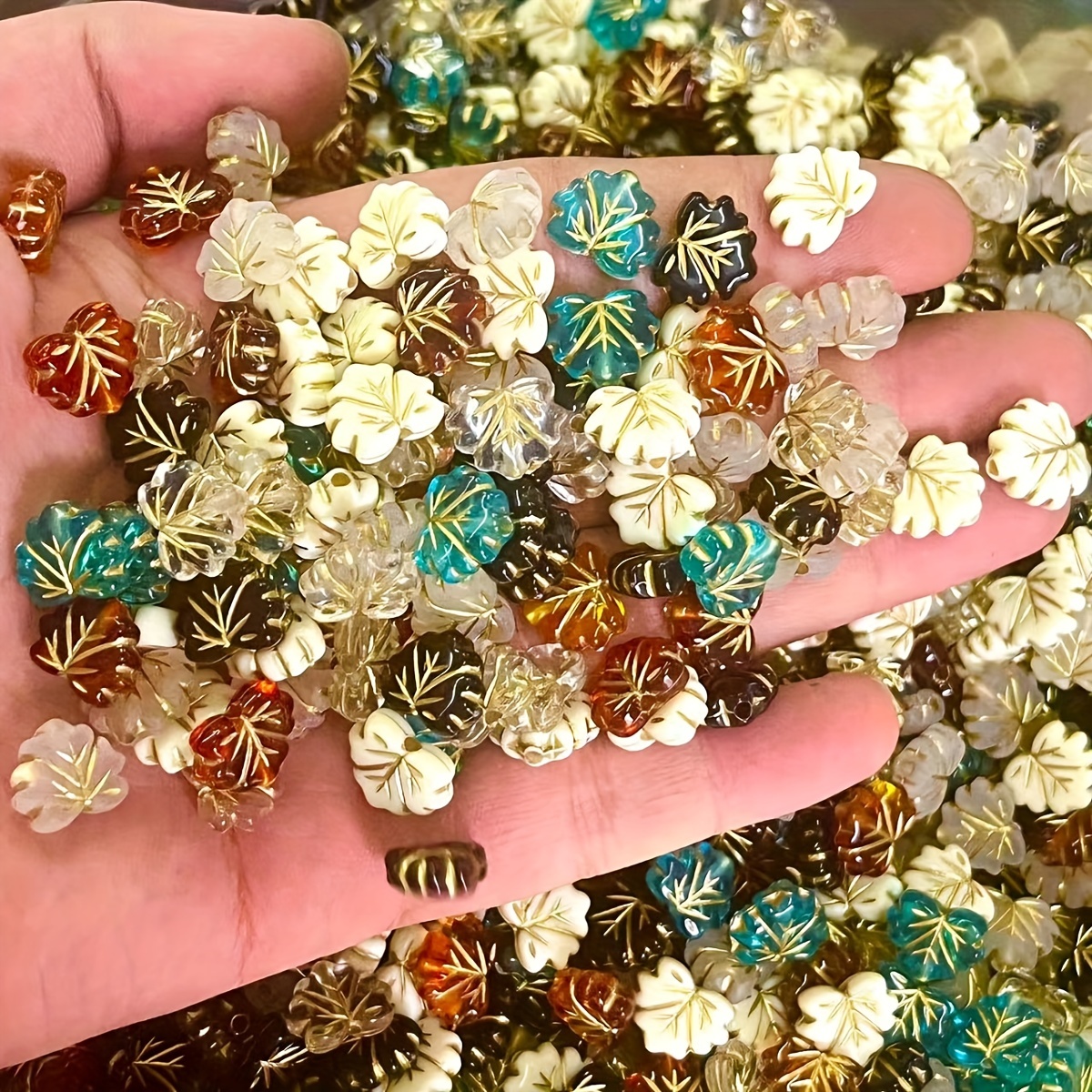 Poplar Leaf Crystal Glass Beads Earrings Necklace Bracelet - Temu
