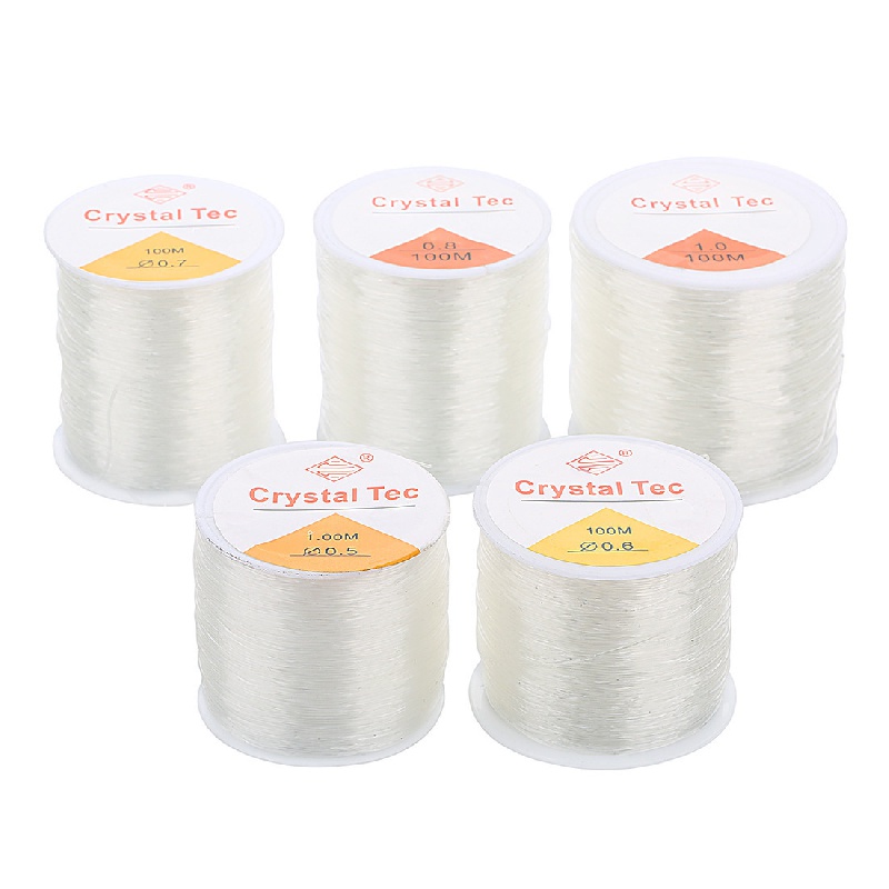 3 Pcs Crystal Elastic String For Bracelets 3 Size Clear White Stretchy Bead  Cord String For DIY Bracelet,Beading, Jewelry Making(0.5mm, 0.8mm, 1mm)