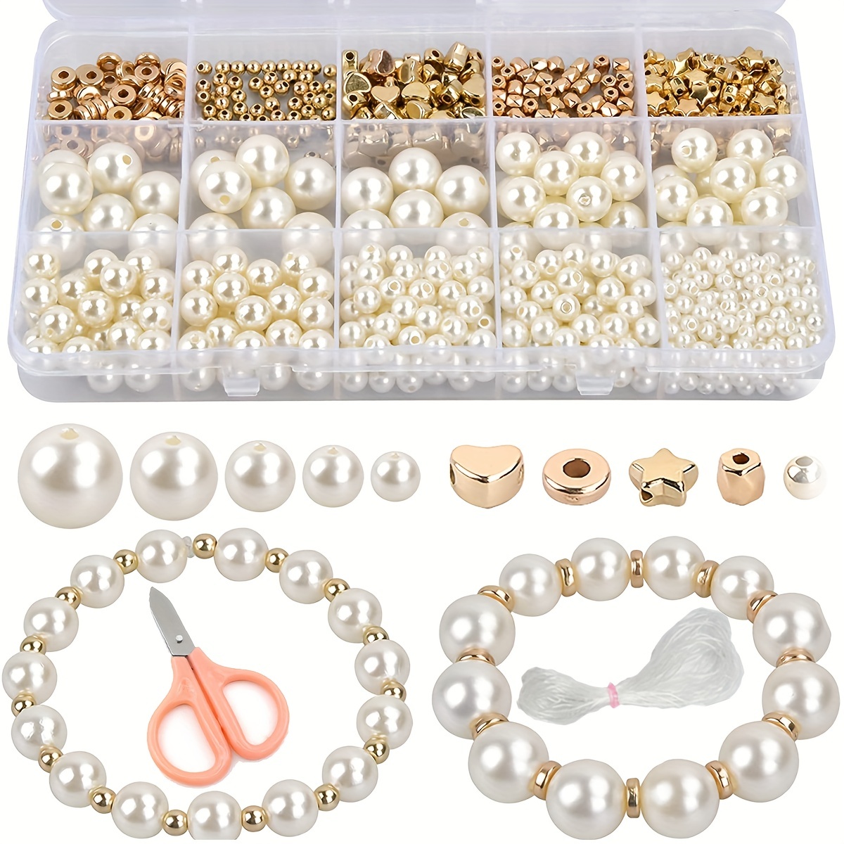 Y2K Bracelets, 6 Different Styles With Pearl Spacer Beads 