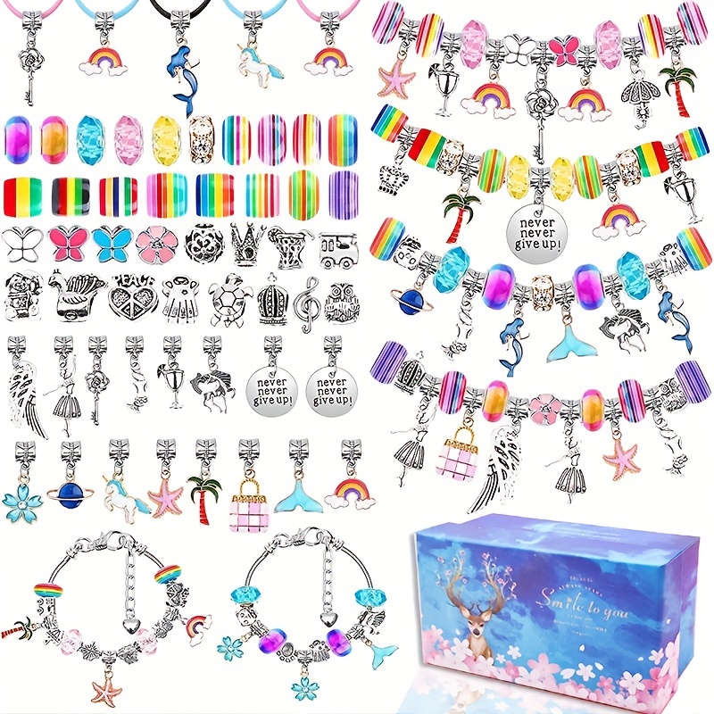 Girls Charm Bracelet Maker Kit - Diy Jewelry Maker Kit For Kids, Craft Kits  For Girls Ages 8-12 Party Gift Jewelry For Teen Girls, Diy Silver Plated B