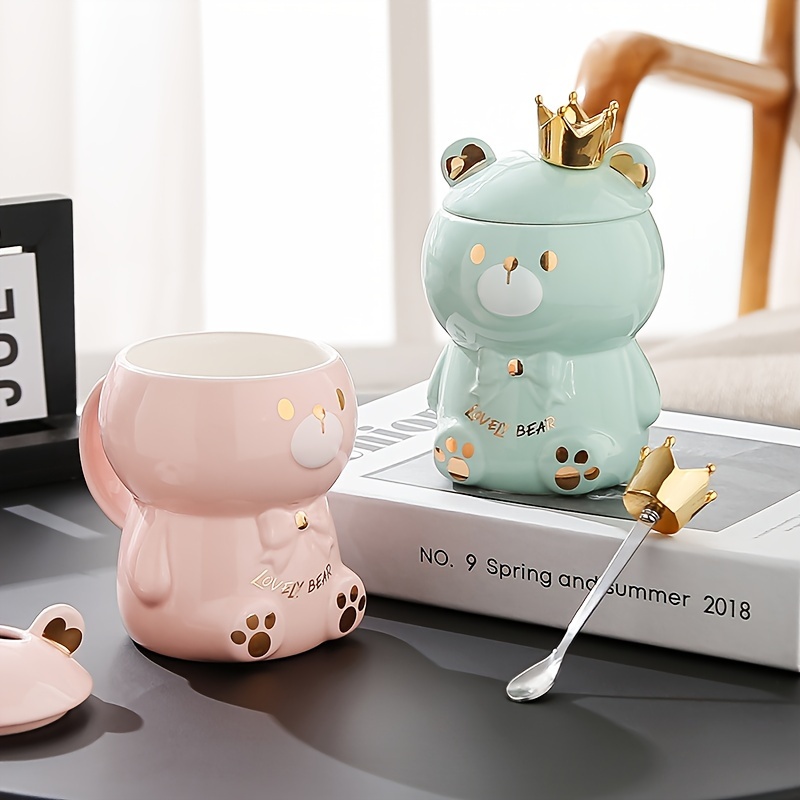 Kawaii Hamster Mugs Creative Cartoon Ceramic Coffee Cup With Lid Spoon Cute  Personality Mugs Office Milk Tea Breakfast Water Cup