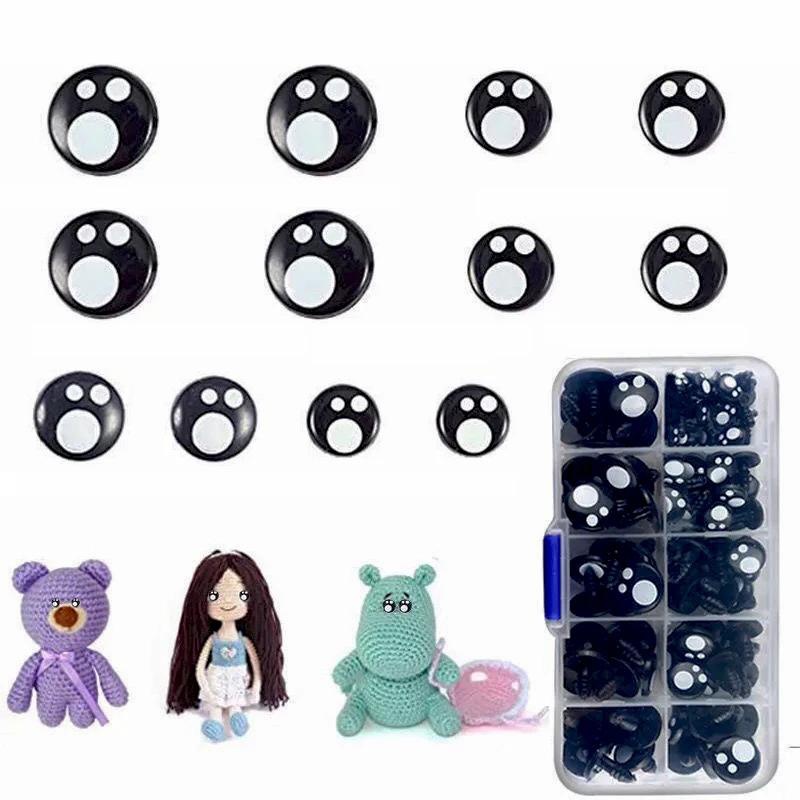  120 Pieces Glitter Plastic Safety Eyes for Amigurumi 12mm 14mm  16mm 18mm 20mm Round Doll Eyes for Doll Teddy Bear Bunny and DIY Craft  Making(6 Colors)