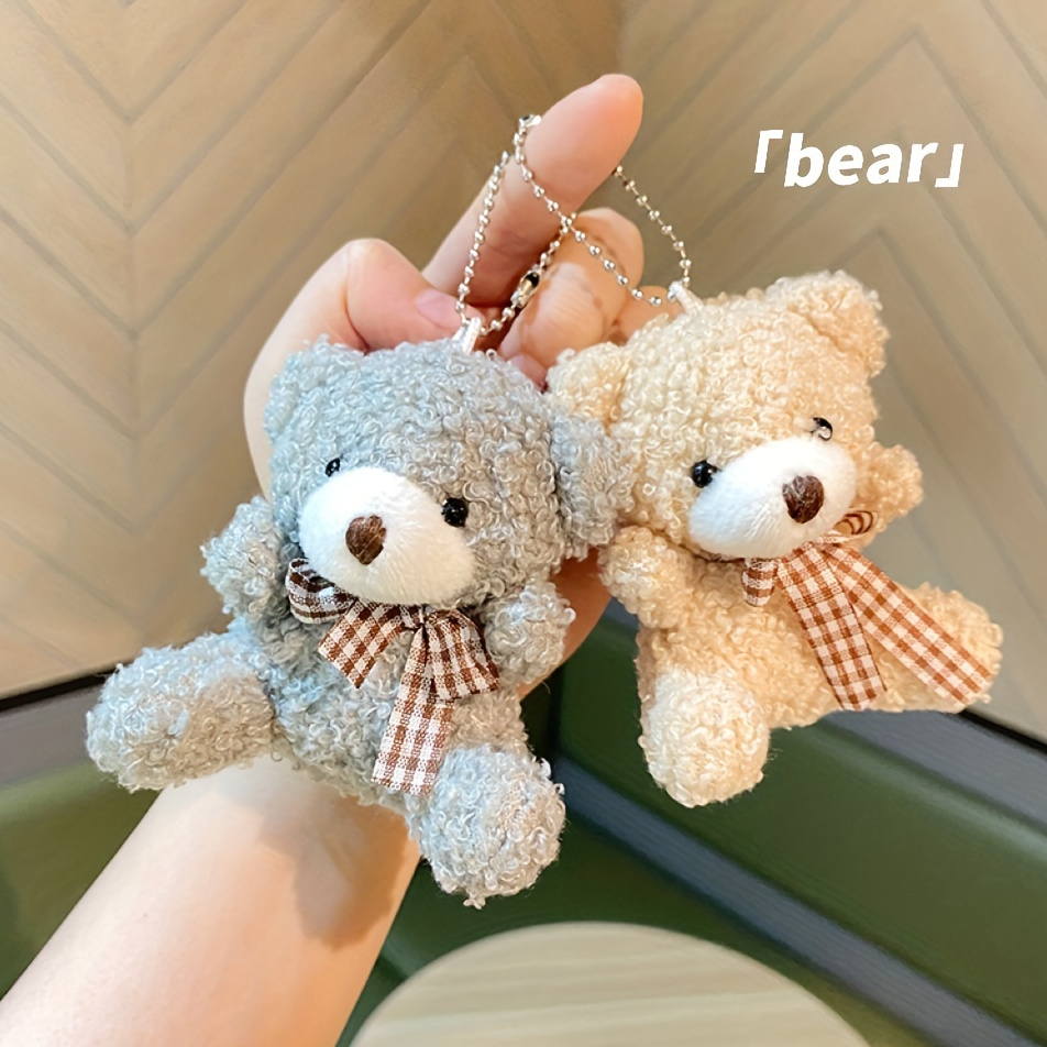 Cute Tiny Teddy Bear Keychain For Women Men Cartoon Anime Animal Key Chain  On Bag Car Trinket Jewelry Wedding Party Girls Gift