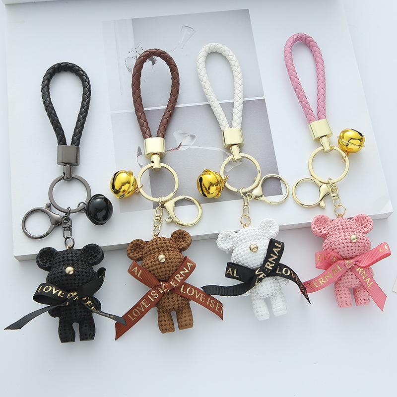 Fashion Bow Tie Bear Keychain Women Girl Leather Lanyard Cute Animal Key  Chain Cute Bag Charms Keyring Pendant Jewelry Bulk