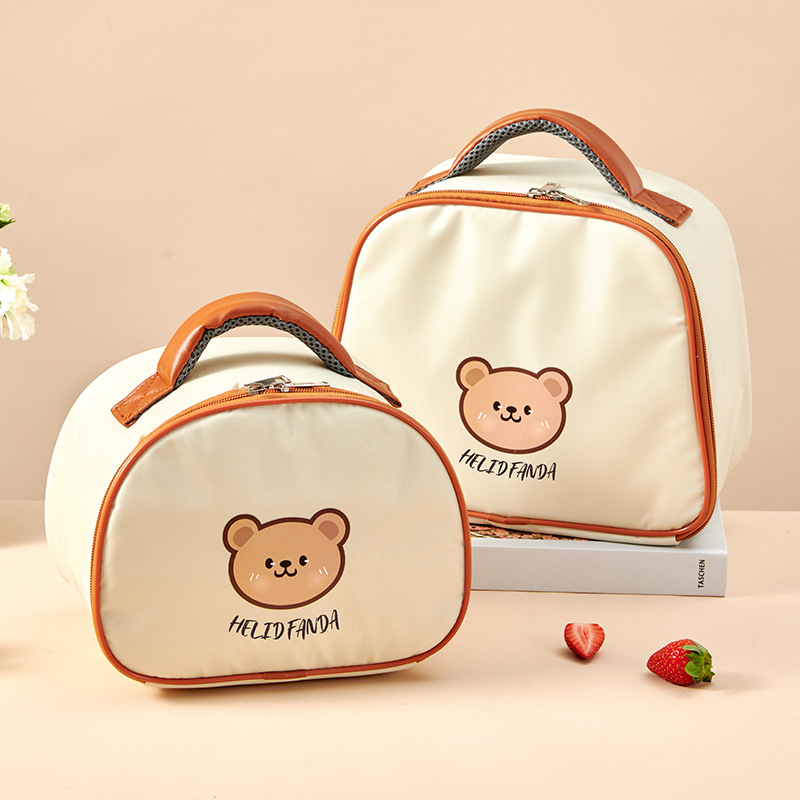 2pcs/set Cute Bear Design Lunch Box With Bag & Utensils, 304