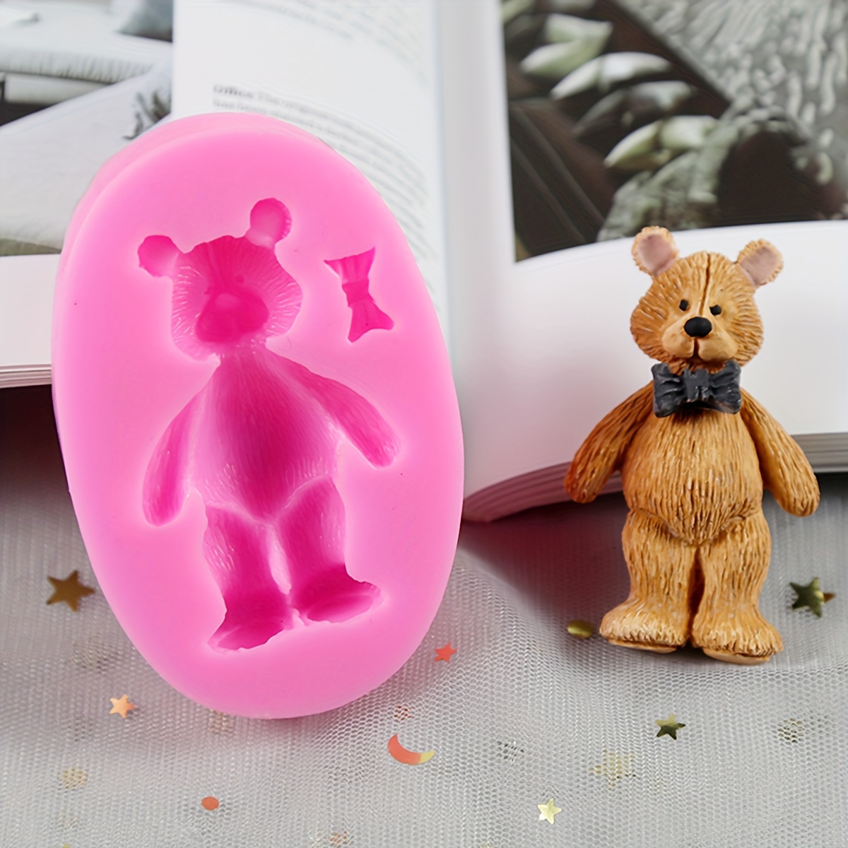 1pc Cartoon Bear Ice Cube Trays, Silicone Animal Mold, Ice Cube For Coffee,  Milk, Tea, Candy Gummy Fondant, Cake Baking, Cupcake Topper Decoration