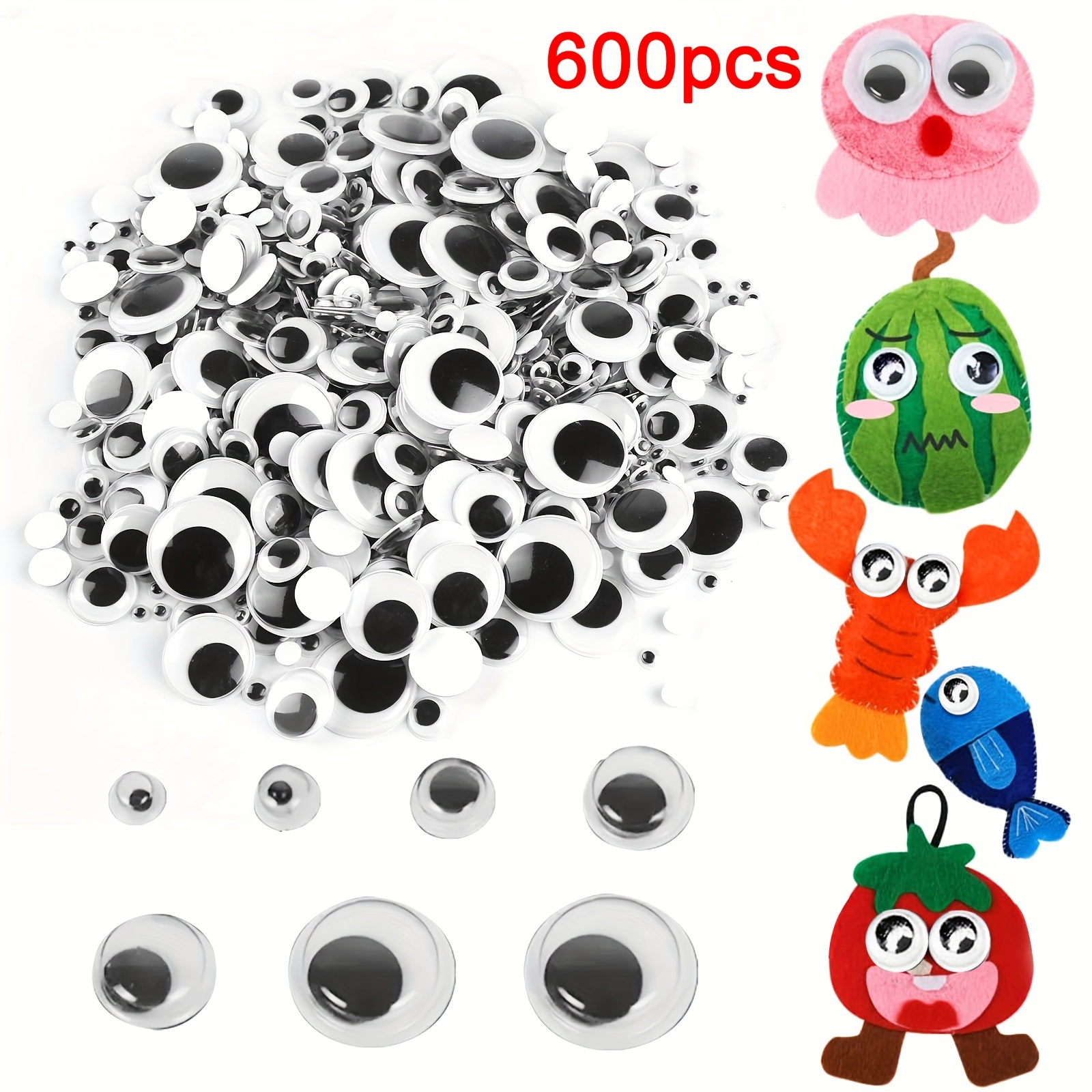 1000 Pcs Wiggly Eyes for Crafts, Sticky Googly Eyes Funny Wiggle Googly  Eyes Self-Adhesive Googly Eye Stickers with Multi Colors and Sizes for DIY