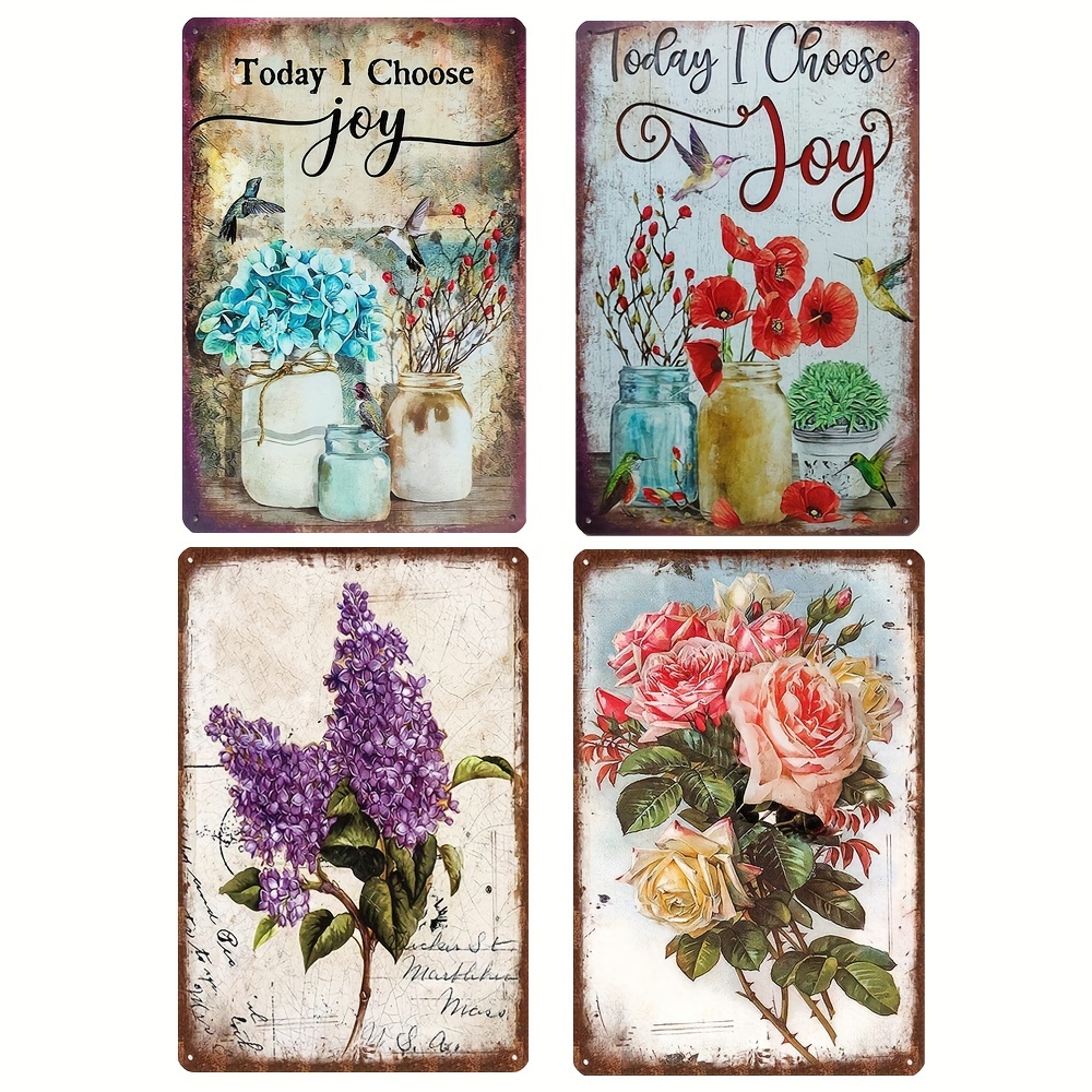 Flowers Lily Roses lavenders Bloom Metal Tin Signs Posters Plate Wall Decor  for Bars Man Cave Cafe Clubs Retro Posters Plaque - AliExpress