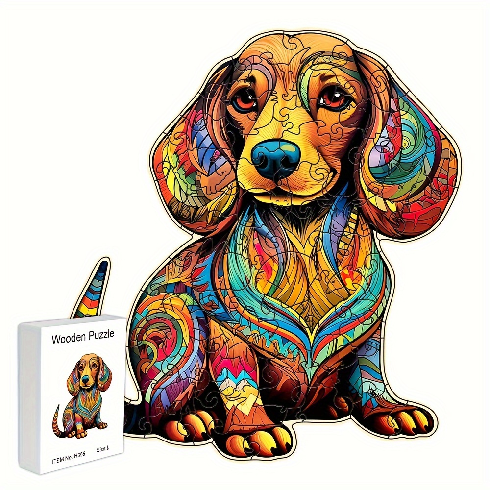 Colorful Golden Retriever Wooden Puzzle Shaped Puzzle - Temu