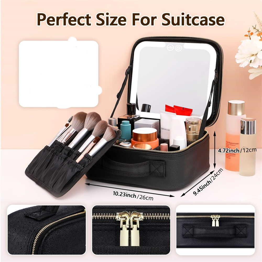 NEW MONAT Cosmetic Makeup Skincare Hard Case Box LED Light Mirror Travel  Storage