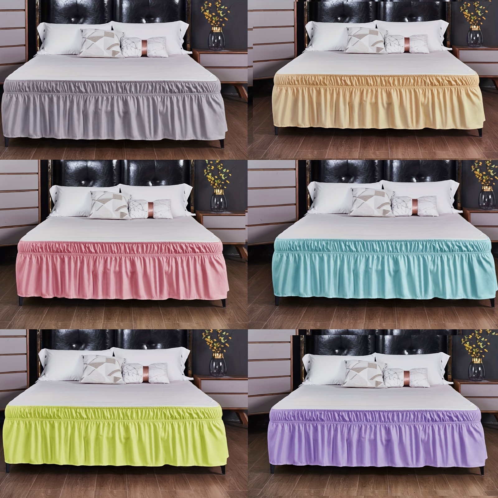 Floral Bed Skirt /Pillowcase Double Dust Ruffle 14in Drop Bed Sheet  Bedspread 