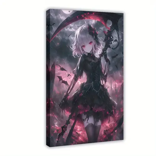 framed demon girl gothic style dark horror world canvas poster bedroom decor landscape office room decor gift