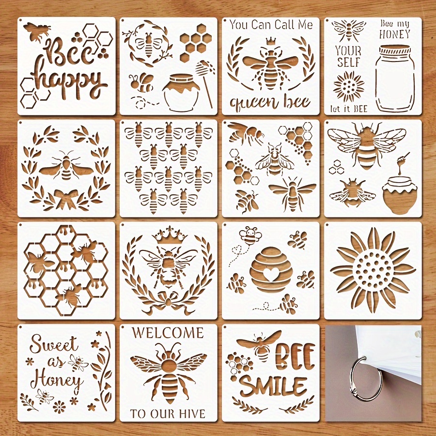  Honeycomb Stencil, 10 x 10 inch (M) - Large Bee Honey Comb  Hexagon Wall Stencils for Painting Template : Arts, Crafts & Sewing