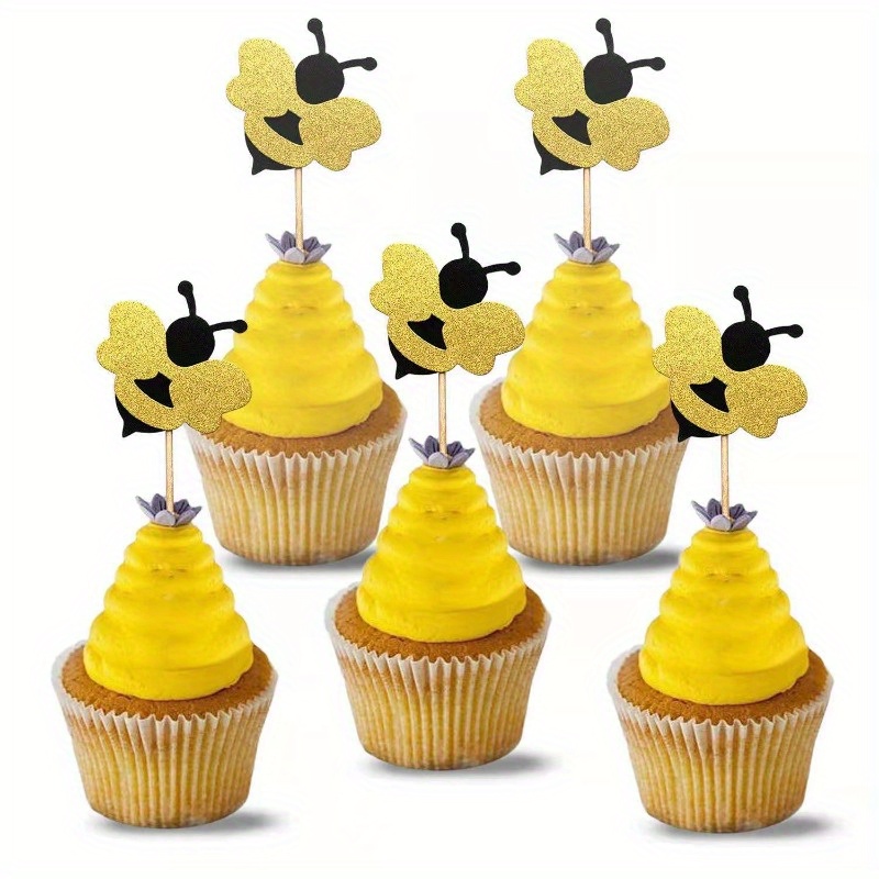Bumble Bee Cake Decoration BumbleBee Cupcake Topper Bee Themed Gender  Reveal Baby Shower Birthday Party Suplly