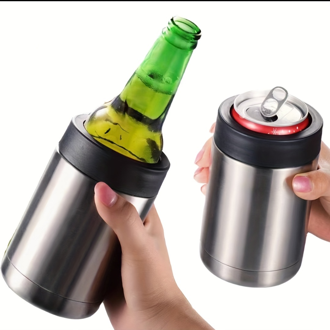 Can Cooler Holder With Bottle Opener, Wall-mounted Can Cooler Holder,  2-in-1 Can Cooler Holder, Ergonomic Magnetic Metal Can Cooler Dispenser