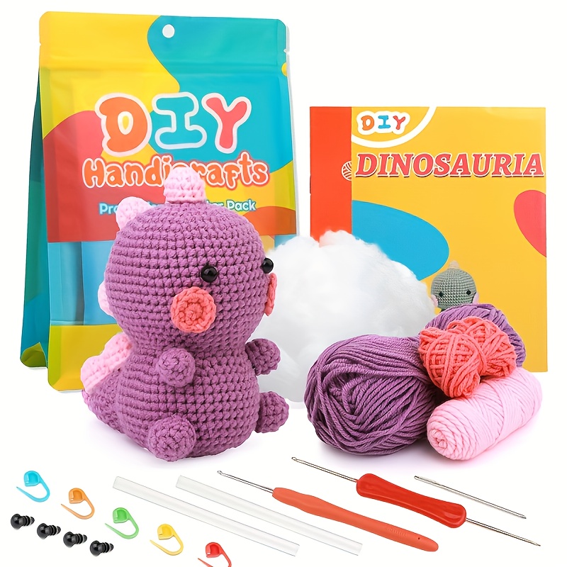 Crochet Kit For Beginners Blue Dinosaur With Easy Peasy Yarn - Temu Germany