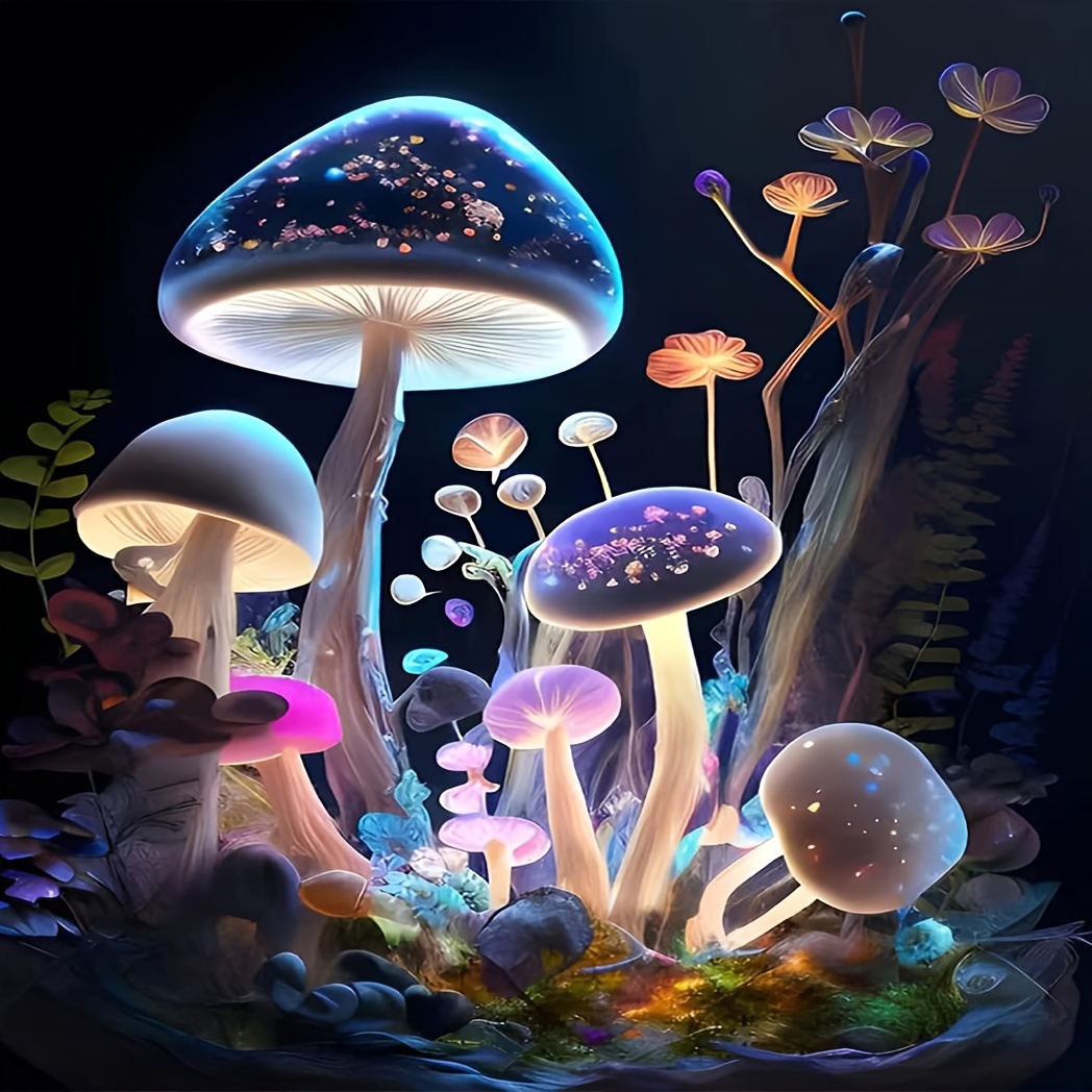 5d Artificial Diamond Painting Set Beautiful Mushroom Room - Temu