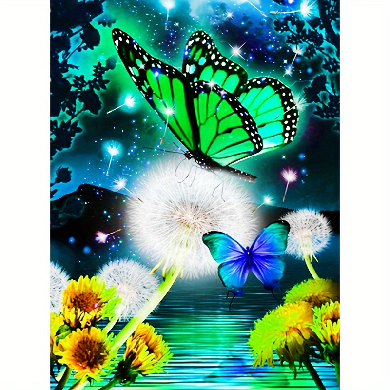 Diy Acrylic Painting Kit Butterfly And Flower Oil Painting - Temu