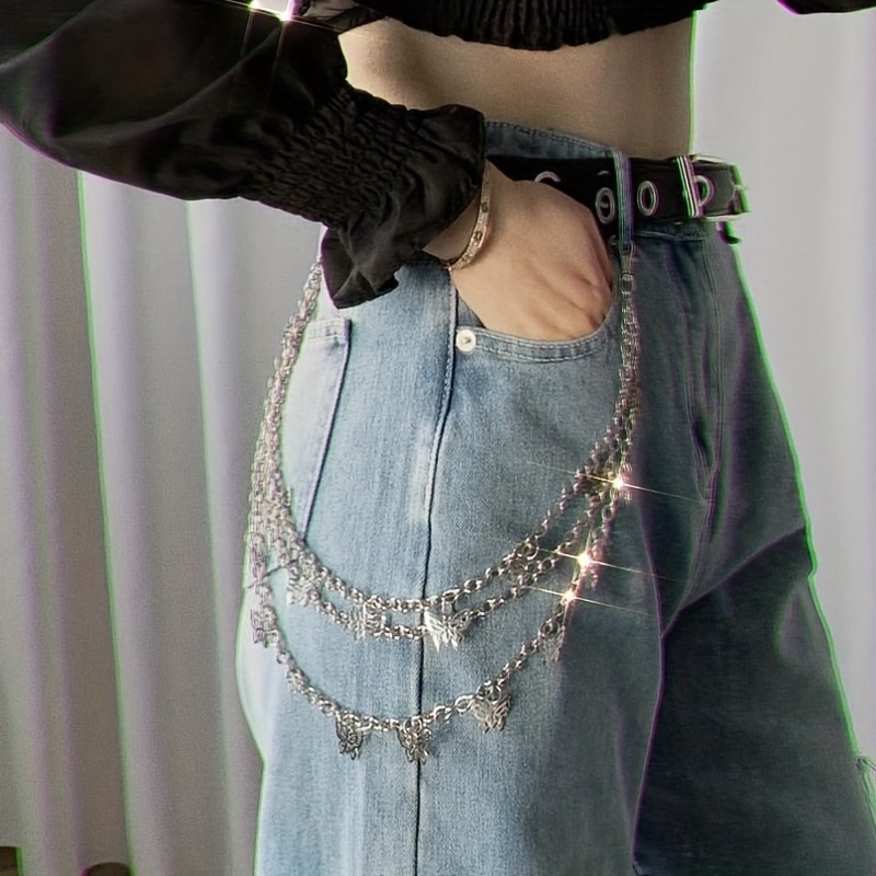 ZJ Badass Punk Mens Long Three Layer Jeans Chain Jean Chain Pants Chain Wallet Chain for Men