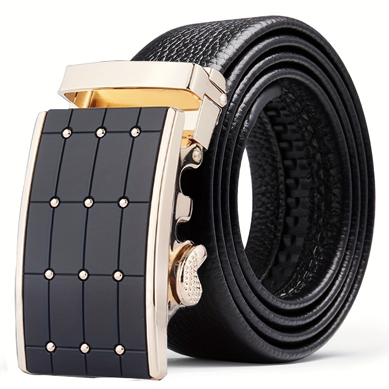 Luxury Mens Leather Belts Black Gold Automatic Buckle Button Ratchet Dress  Jeans Waistband Straps Leisure Adjustable Versatile - AliExpress