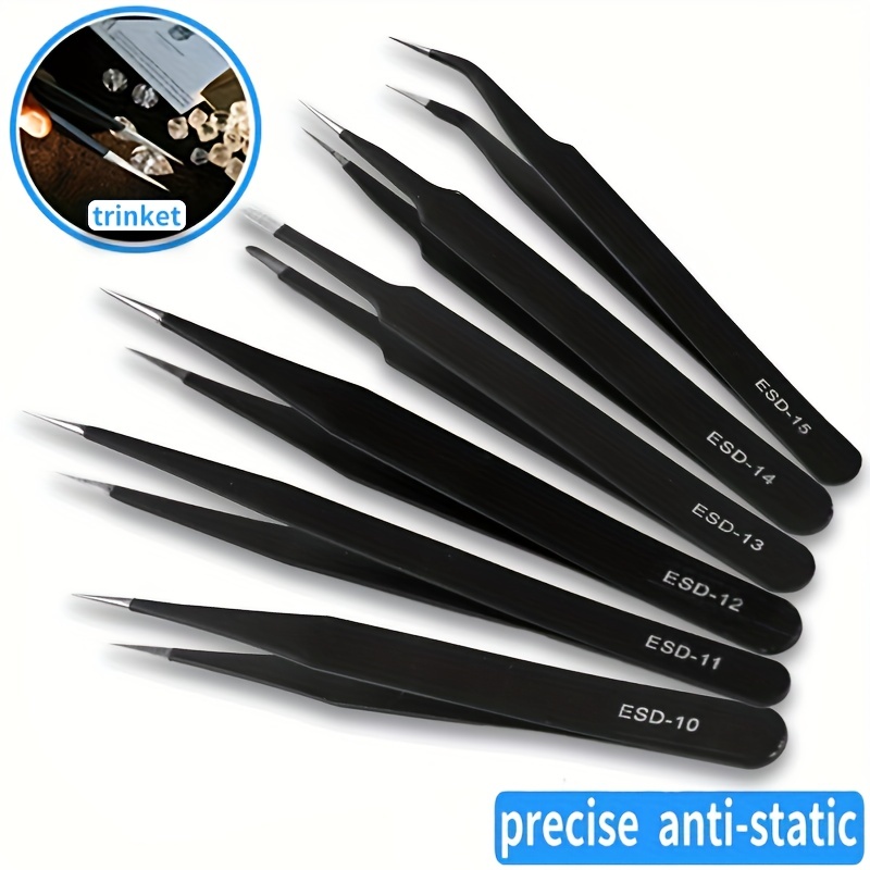 Precision Tweezers Set: ESD-Safe, Assorted Tips