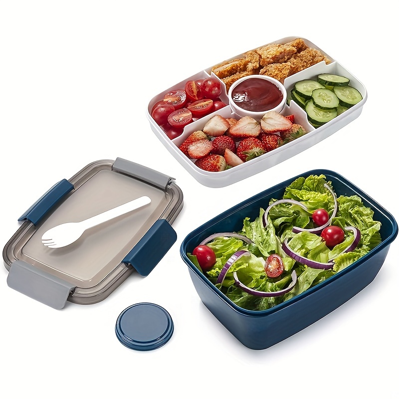 1pc Salad Container For Lunch With Ice Pack Leakproof Bpa Free 52oz Lunch  Container With 4 Compartments Salad Dressings Container For Salad Toppings  Snacks - Home & Kitchen - Temu