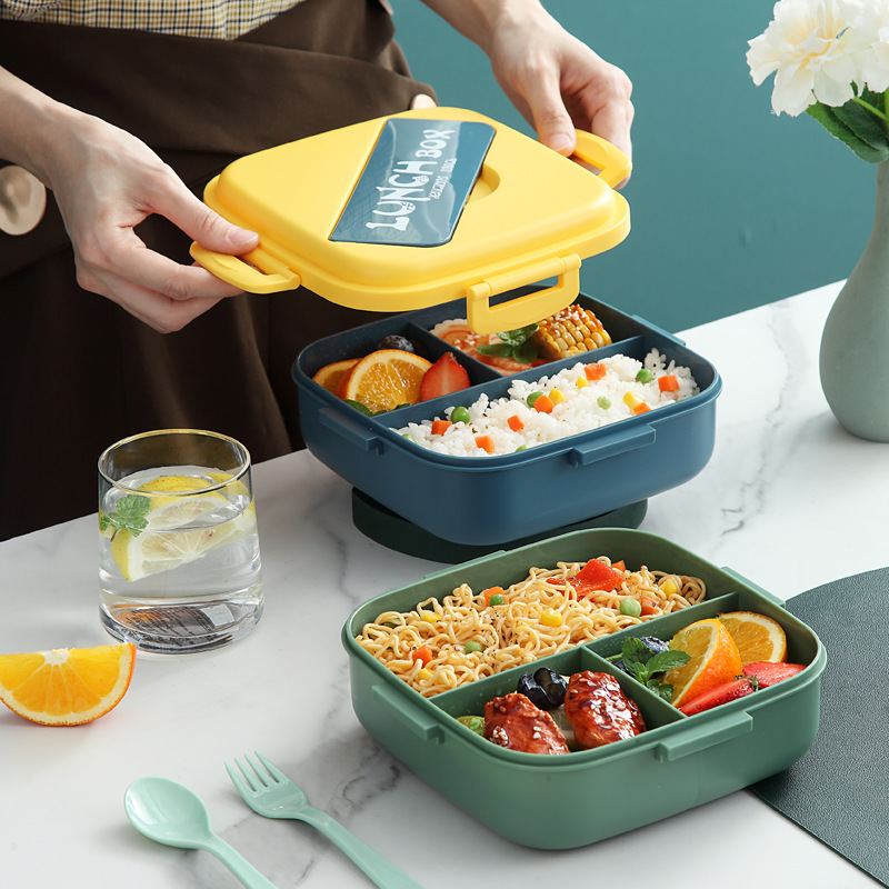 Lonchera Bento Box para adultos, 2 capas a prueba de fugas, recipientes de  almuerzo para preparación de comidas apta para microondas – ClinikShop