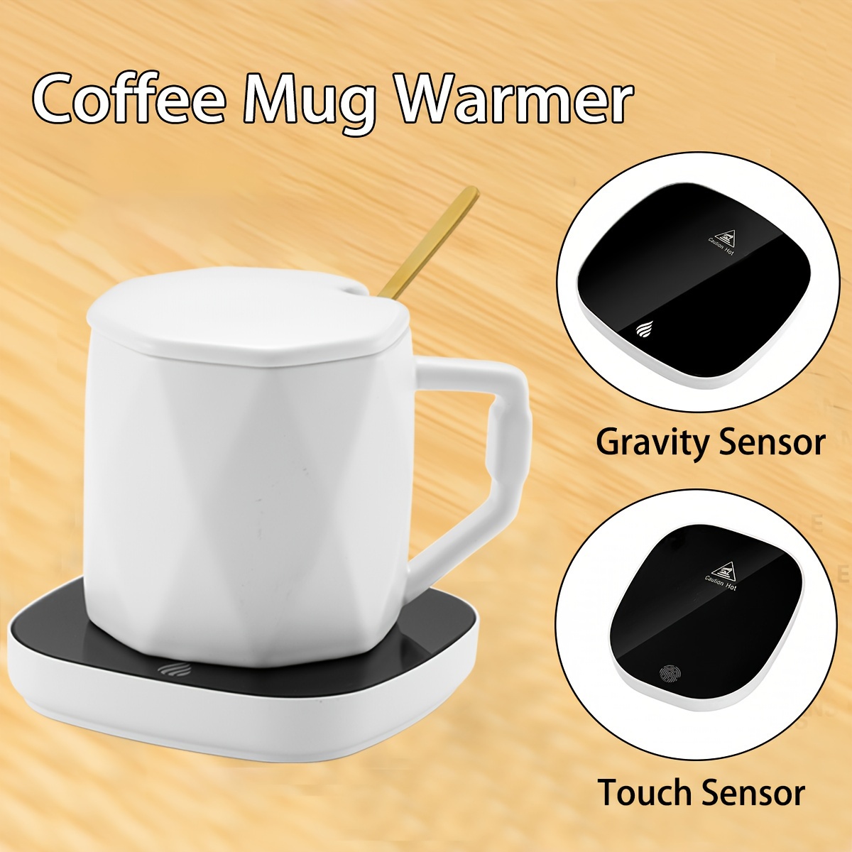 Hapther Coffee Mug Warmer, Candle Warmer Plate with Intelligent Auto On/Off  Gravity Sensing Mug Heater Smart Coffee Cup Warmer for Desk, Office, Home