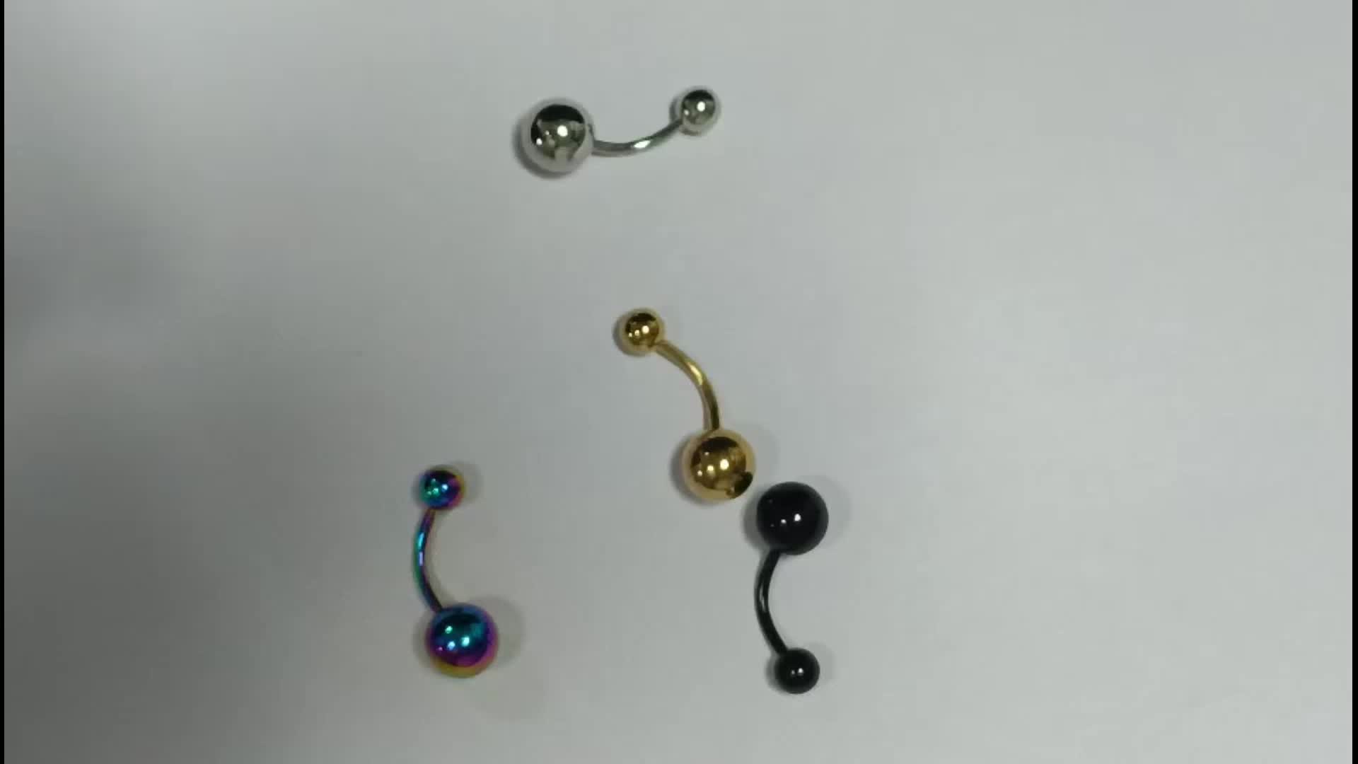 4pcs Stainless Steel Round Navel Ring Set with 4 Colors