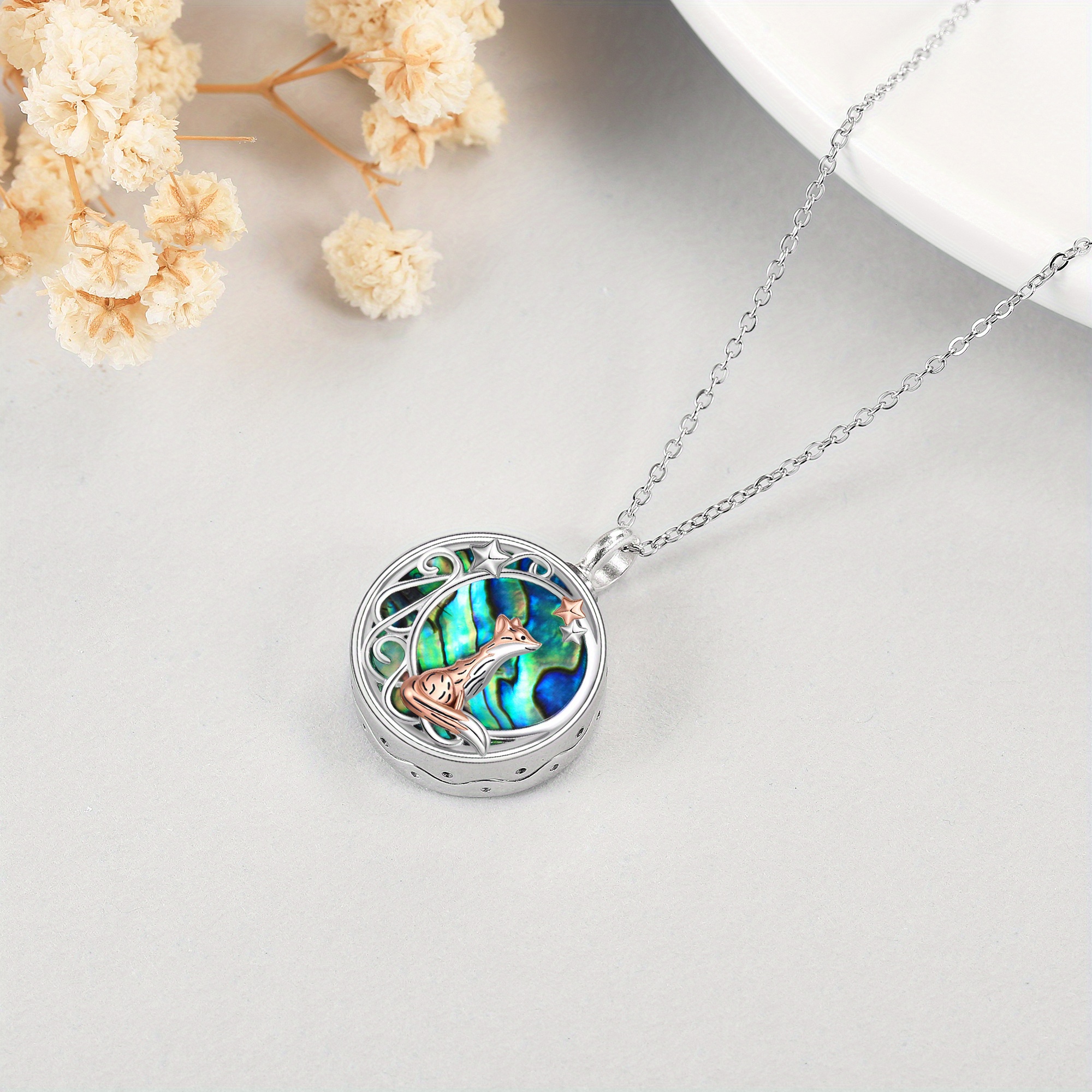 Women's Sterling Silver Fox Urn Necklace for Ashes, Memorial Gift
