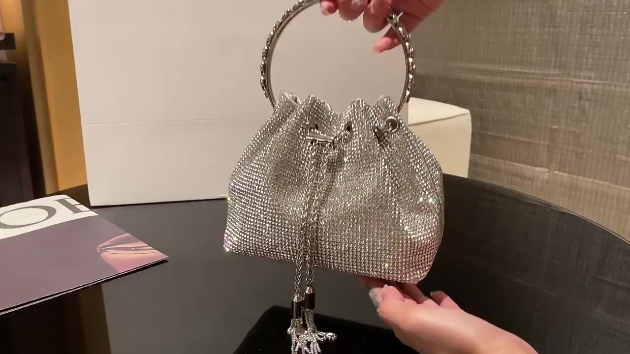 Jimmy Choo Bon Bon Crystal Top-Handle Bag Silver