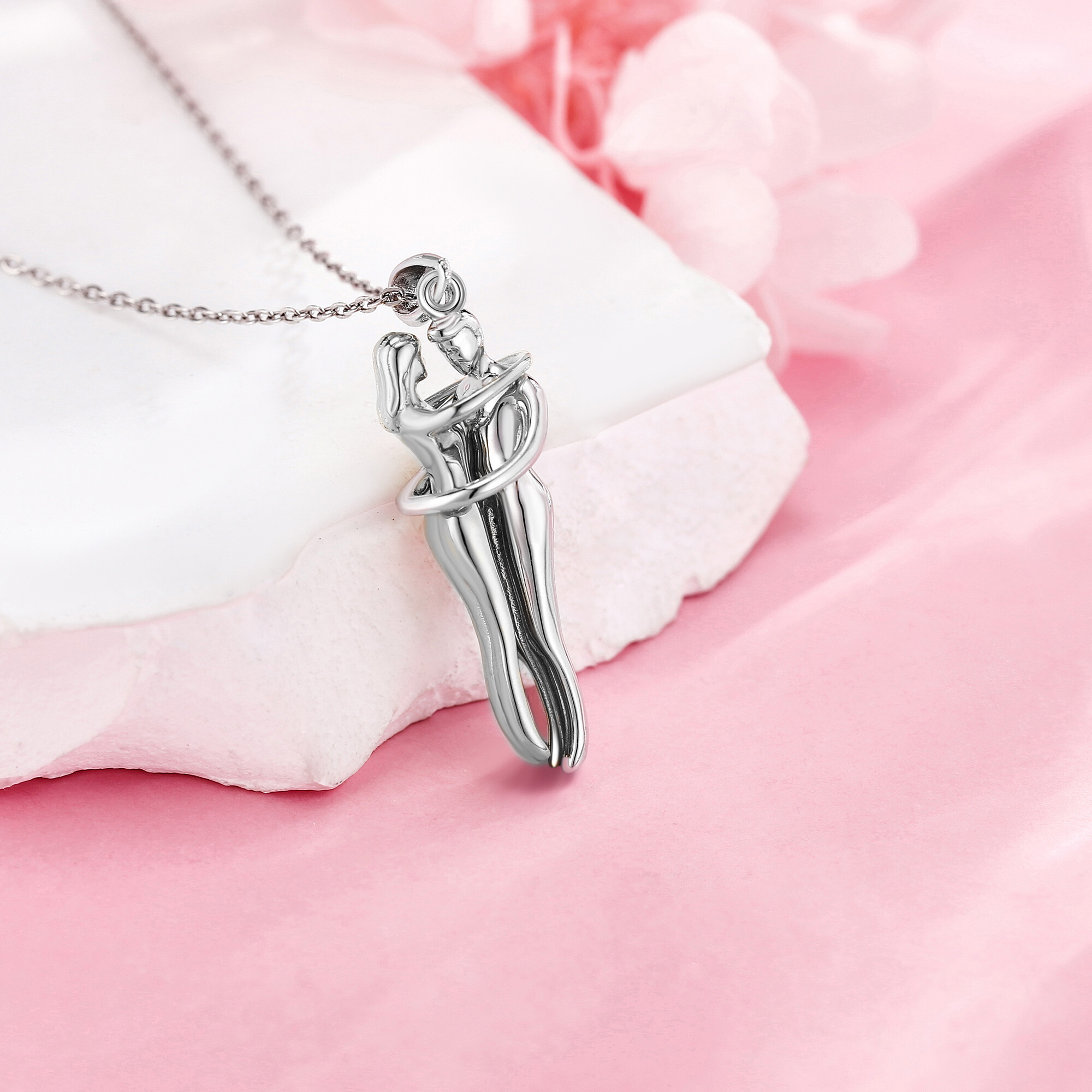 925 Sterling Silver Hug Necklace, Unisex Gift