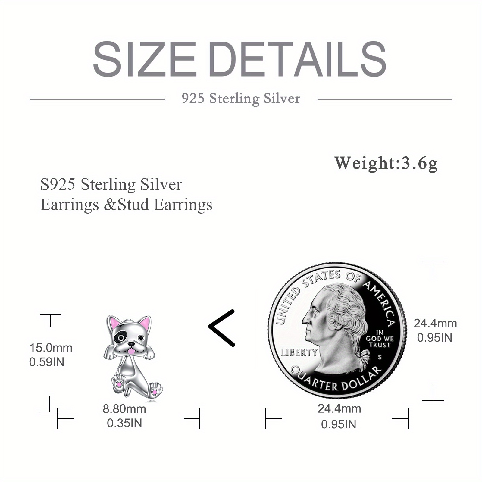 925 sterling silvery french bulldog dangle earrings dual layered design synthetic stone platinum plated   versatile jewelry for daily wear gifting cute earrings Product details 4