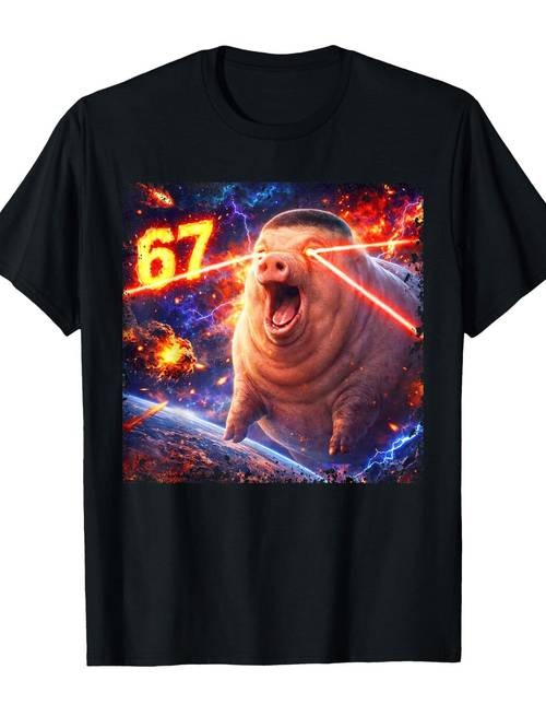 fade pig haircut 67 tuff meme t shirt funny crew neck tee with stylish comfortable travel clothing for fashion enthusiasts ideal for fall and daily wear