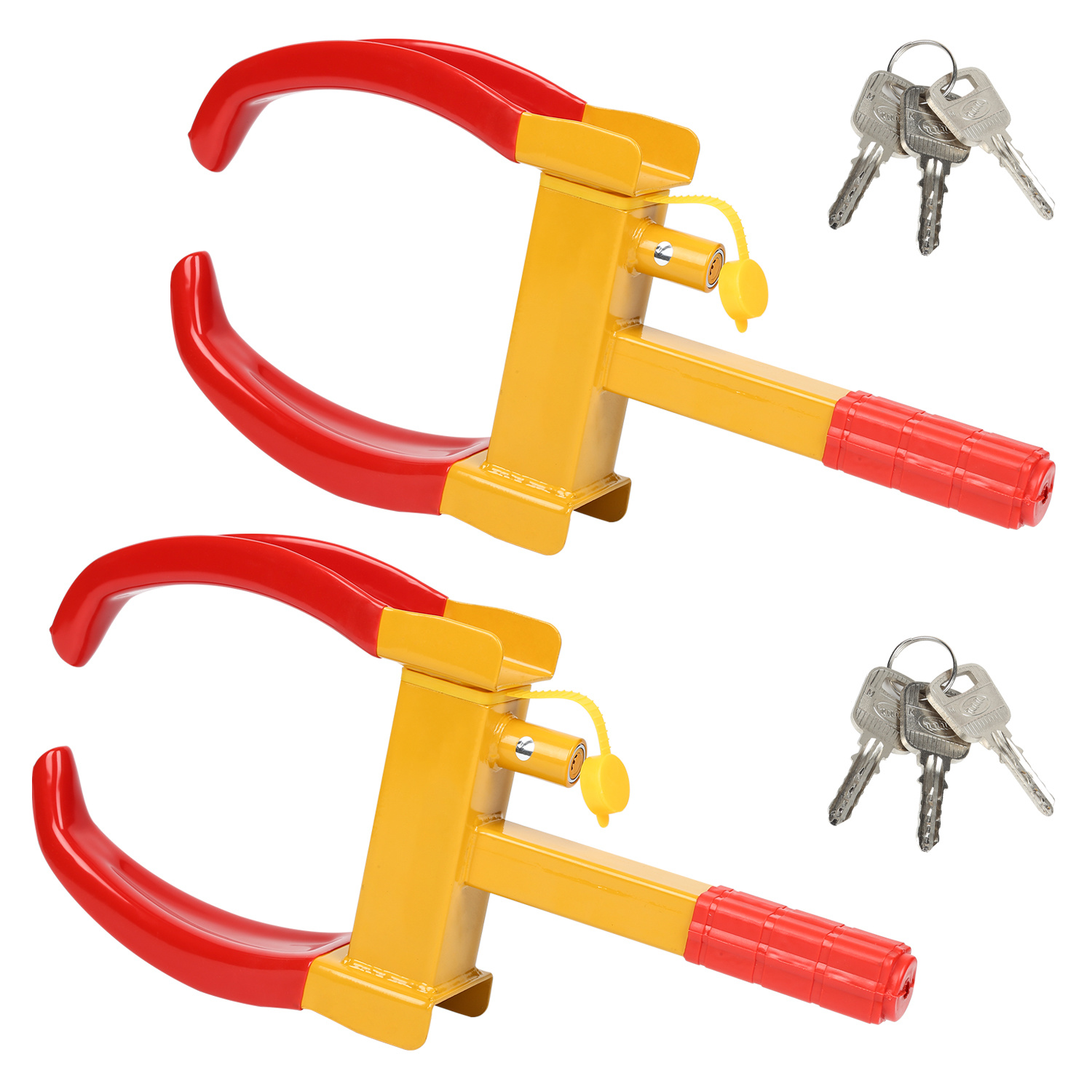 Image of 2pcs Set Of Tire Locks And Parking Locks, Anti-theft Device, Pvc Protective Cover, Anti-theft Lock With 6 Keys, Brass Lock Cylinder-tire Locks For Car Trailers