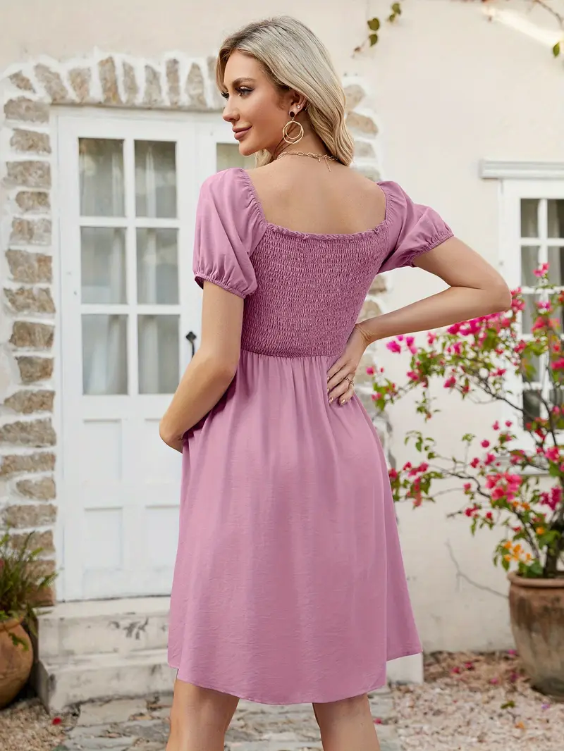 Maternity Midi Dress Women'* Neck Puff Sleeves Casual Shirring A Line Dress Photoshoot Baby Shower Maternity Midi Dress Women'* Neck Puff Sleeves Casual Shirring A Line Dress Photoshoot Baby Shower