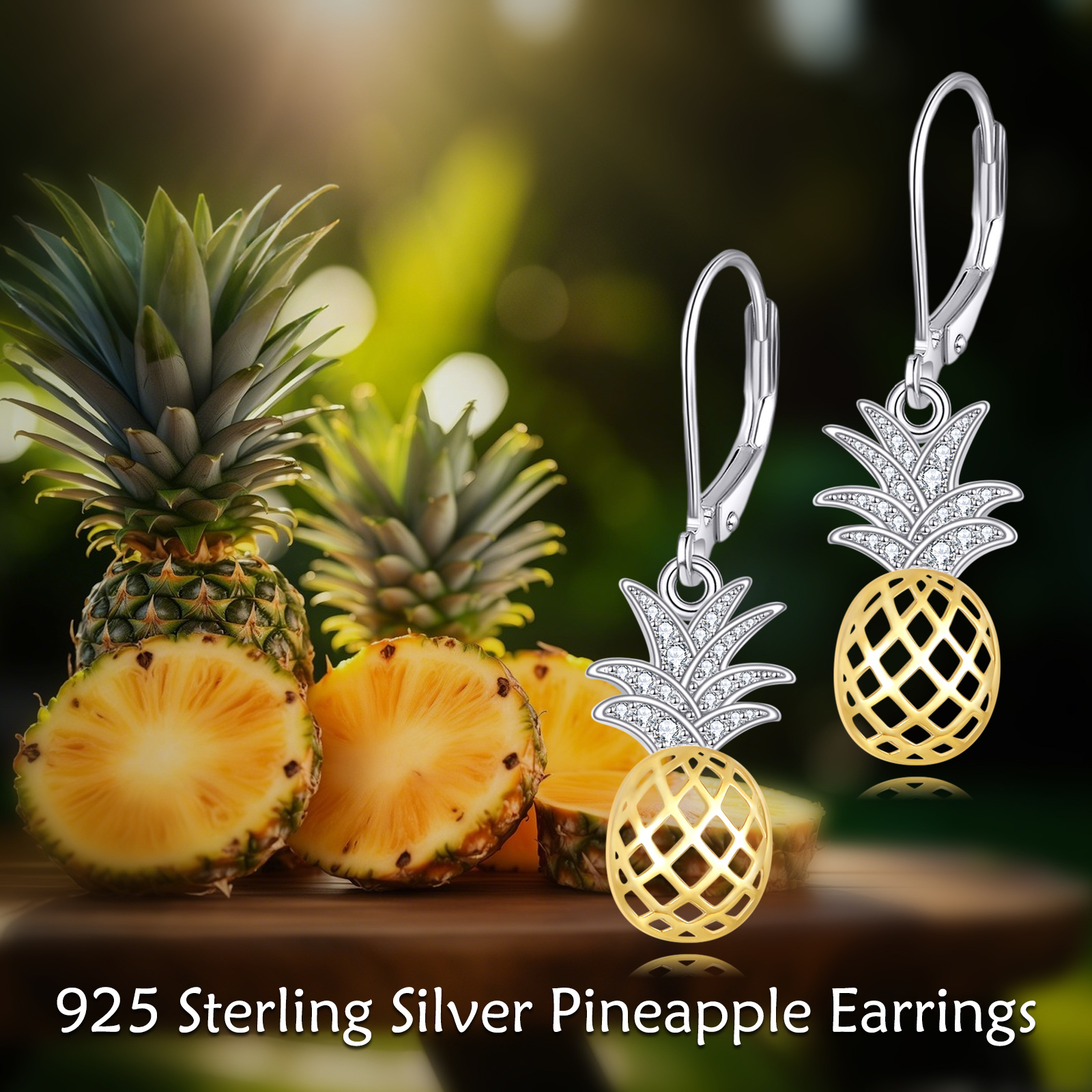 925 Sterling Silvery Pineapple Earrings Cute Exquisite Girly Jewelry Giftable Christmas Accessory